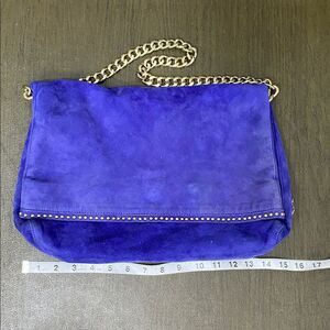 Vintage Y2K Juicy Couture Cobalt Blue Goat Suede Shoulder Bag Studded Chain Rare